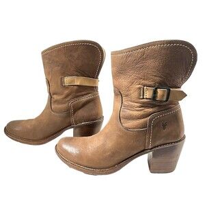 FRYE Vintage Carmen Harness Short Brown Carmel Cowgirl Boots 10 B